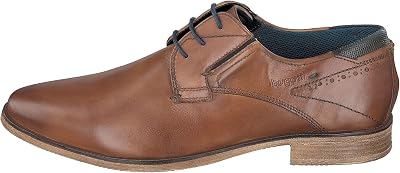 Homme Chaussure basse business en cuir, derby durable au look usé, Cognac, 42 EU