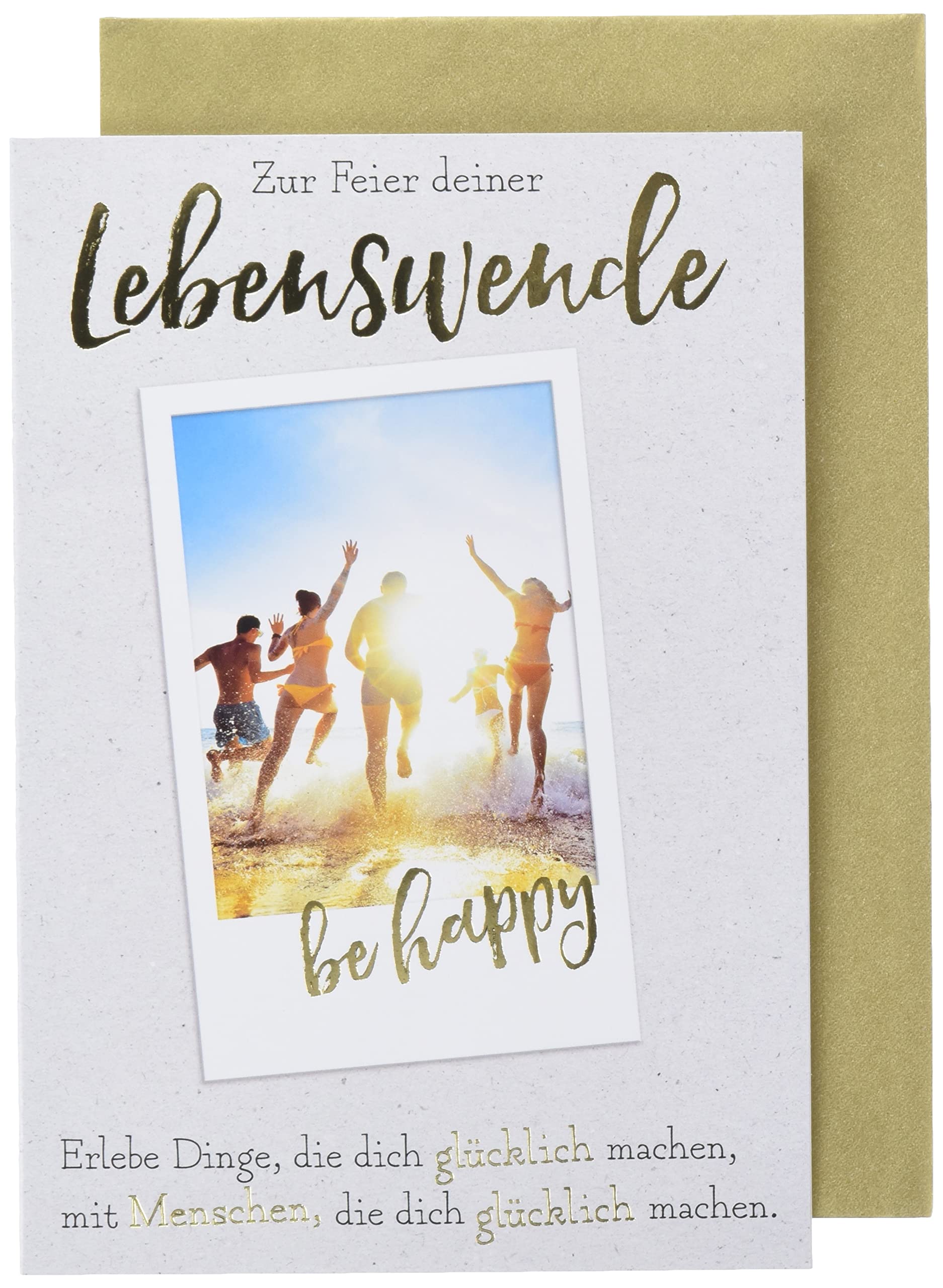 Perleberg Turning of Life Card with Polaroid Motif with Beautiful Writing 11.6 x 16.6 cm Greeting Card for Birthday/Wedding/Youth Consecration Including Envelope