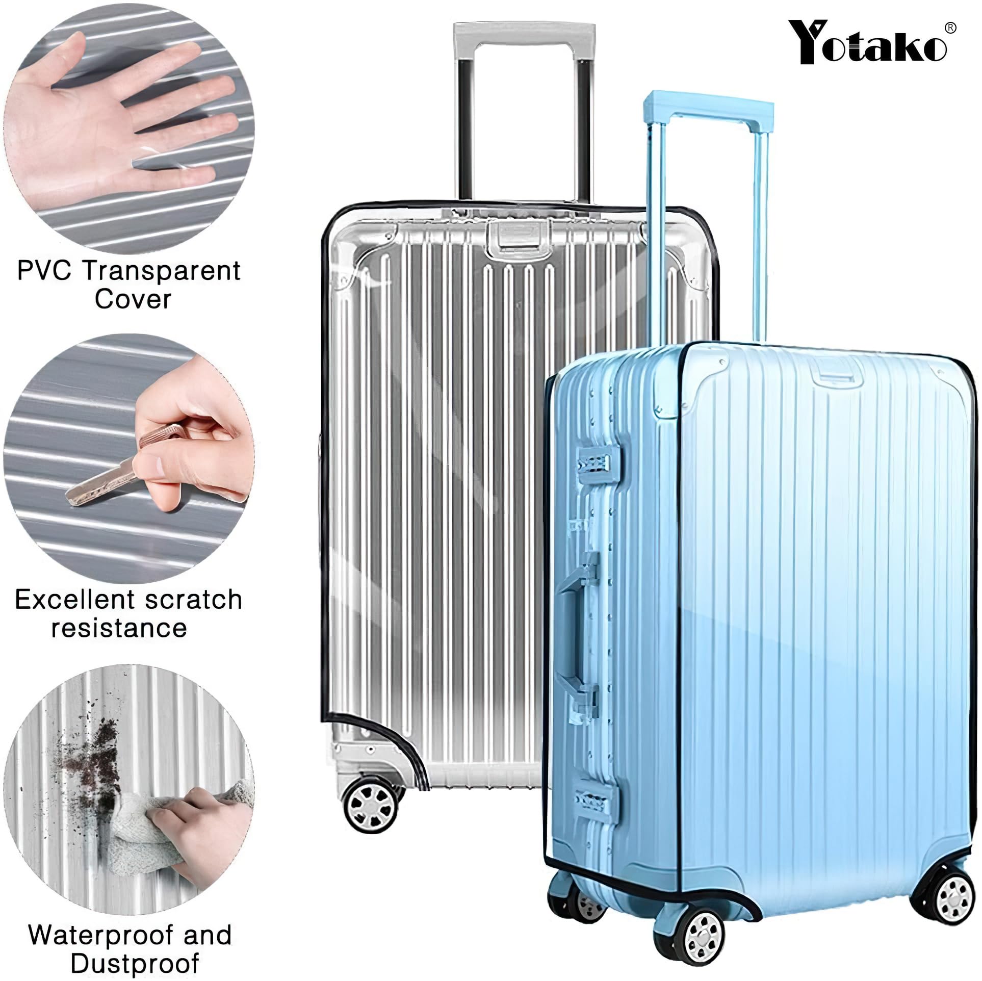 Yotako Clear PVC Suitcase Cover Protectors 30 Inch Luggage Cover Protectors for Wheeled Suitcase 30''