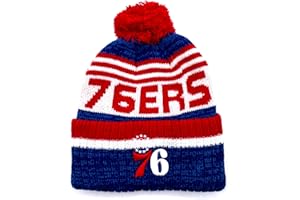 C5 SPORTS Officially Licensed Philadelphia Basketball Team Cuffed Knit Pom Beanie Hat Classic Edition Logo Cap Multicolor