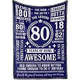 Huglanket 80th Birthday Gifts for Men Women, Ideal 80 Year Old Gifts for Mom, Dad, Grandma, Grandma on Birthday, Christmas - 50"x 65" Flannel Throw Blanket - 80 Years of Being Awesome
