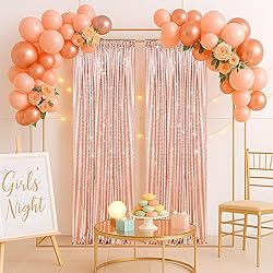 PartyDelight Sequin Backdrop Curtains Rose Gold 2FT