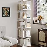 FAQINZYUAN Rotating Bookshelf Tower,360° Rotating Bookshelf,66 inch High Small Space Revolving Bookcase, Suitable for Spinning Bookshelf Tower in Home and Office (White, 5 Tier, 14x14x66)