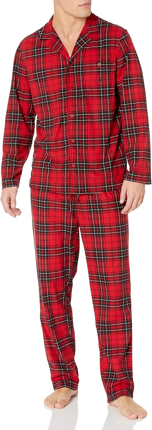 Nautica Men's Cozy Fleece Plaid Pajama Set at  Men’s Clothing store