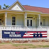 Veterans Day Decorations Banner Independence Day Memorial Day Backdrop Banner Thank You Veterans Outdoor Decorations and Supplies (120 * 20FEET)