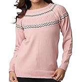 Novelle Fashion Women’s Fair Isle Mock Neck Cable Knit Sweater | Cozy Fair Isle Sweater Women | Warm Knit Sweater for Women