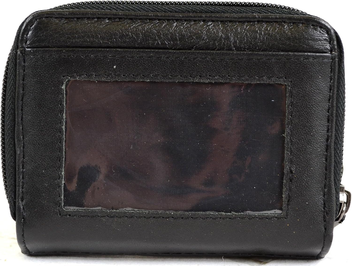 Ladies Super Soft Nappa Leather Bi-Fold Purse with Zip Round Pocket, Black - Image 4