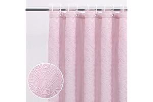 Volens Shower Curtain Pink, Fabric Shower Curtains for Bathroom Modern Cute, Wave Pattern 72" X 72" Long