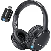 Tianfucen Wireless Headphones for TV Watching, BKM400 TV Headphones Wireless for Seniors, Easy Plug & Play with USB Transmitter, No Lip-Sync Delay, 40H Playtime, Comfortable, Black