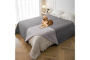 Tuffeel Waterproof Dog Blanket, 82x82 inches Pet Couch Covers for Sofa, Bed Furniture Protector from Dogs Washable and Reversible-Lightgrey+Darkgrey