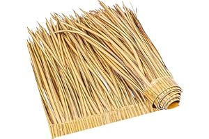 SEKKVY Tiki Hut Grass Roof, Mexican Style Palm Thatch Rolls, Artificial Palapa Thatch Roofing for Tiki Bar, Duck Blind Grass for Garden Umbrella Luau Party Decoration (Yellow, 16" x 197")