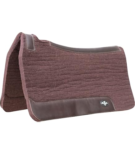 Steam Pressed Merino Wool Felt Saddle Pad – 1" Thick, Contoured, With Heavy Fleece Bottom, 31"x32", Grey