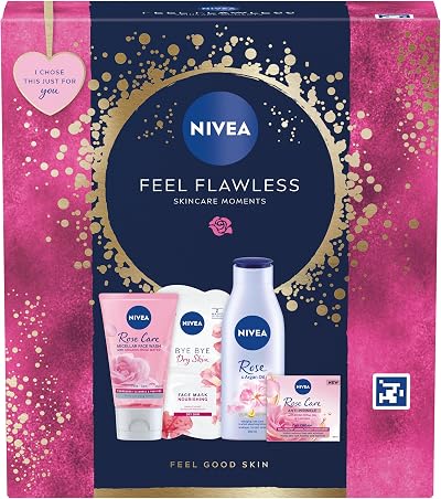NIVEA Feel Flawless Gift Set 4 Skincare Essentials Rose & Argan Oil