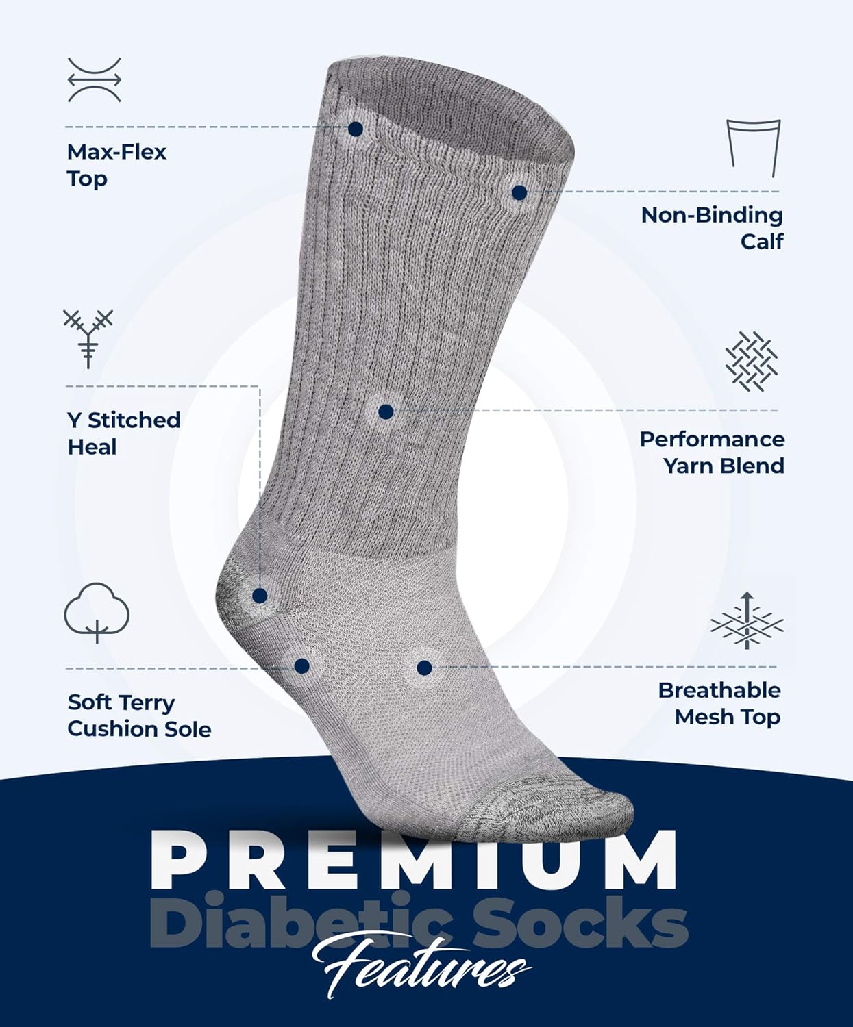 Diabetic Socks Women & Men | Wide Non Binding Edema, Neuropathy Socks (6-pairs): Clothing