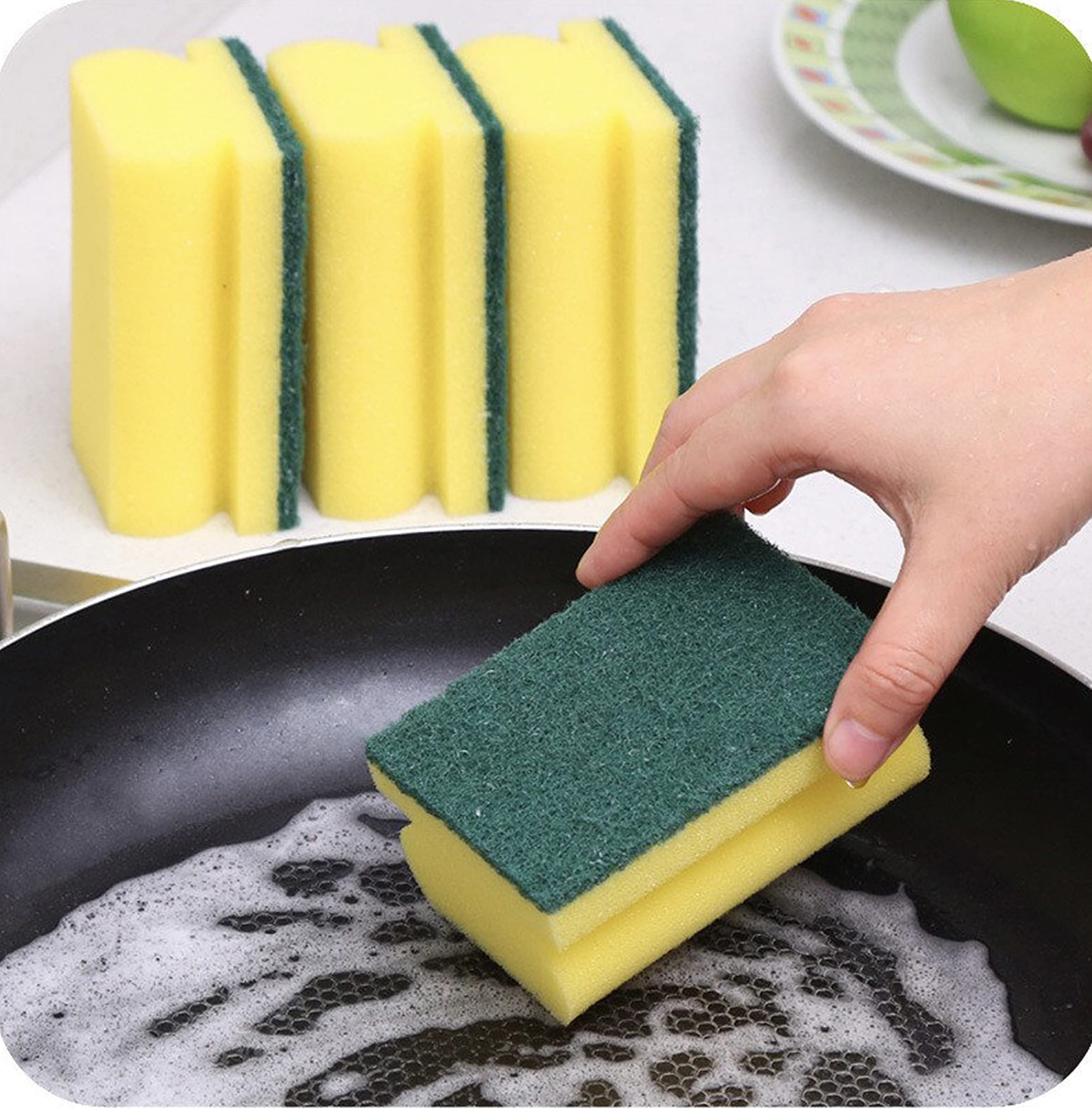 HomeSmith 30 Packs Heavy Duty Scrub Sponge, Dual-Sided Dishwashing & Cleaning Sponge for Kitchen, Bathroom and Home Cleaning ( Pack of 24 ), 2601494-24