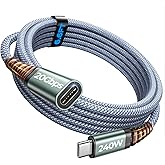 AINOPE USB C Extension Cable 6.6FT/20Gbps/240W/4K@60Hz USBC Extension Cable | 20Gbps/240W Fast Charging &amp; Sync 4K@60Hz USB 3.2 Male to Female Cable for PSVR2, Hub, MacBook, Magsafe Charger, iPhone