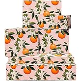 CENTRAL 23 Orange Wrapping Paper - 6 Sheets of Eco Birthday Gift Wrap - Oranges on Branches - Floral - For Kids Men Women - Recyclable