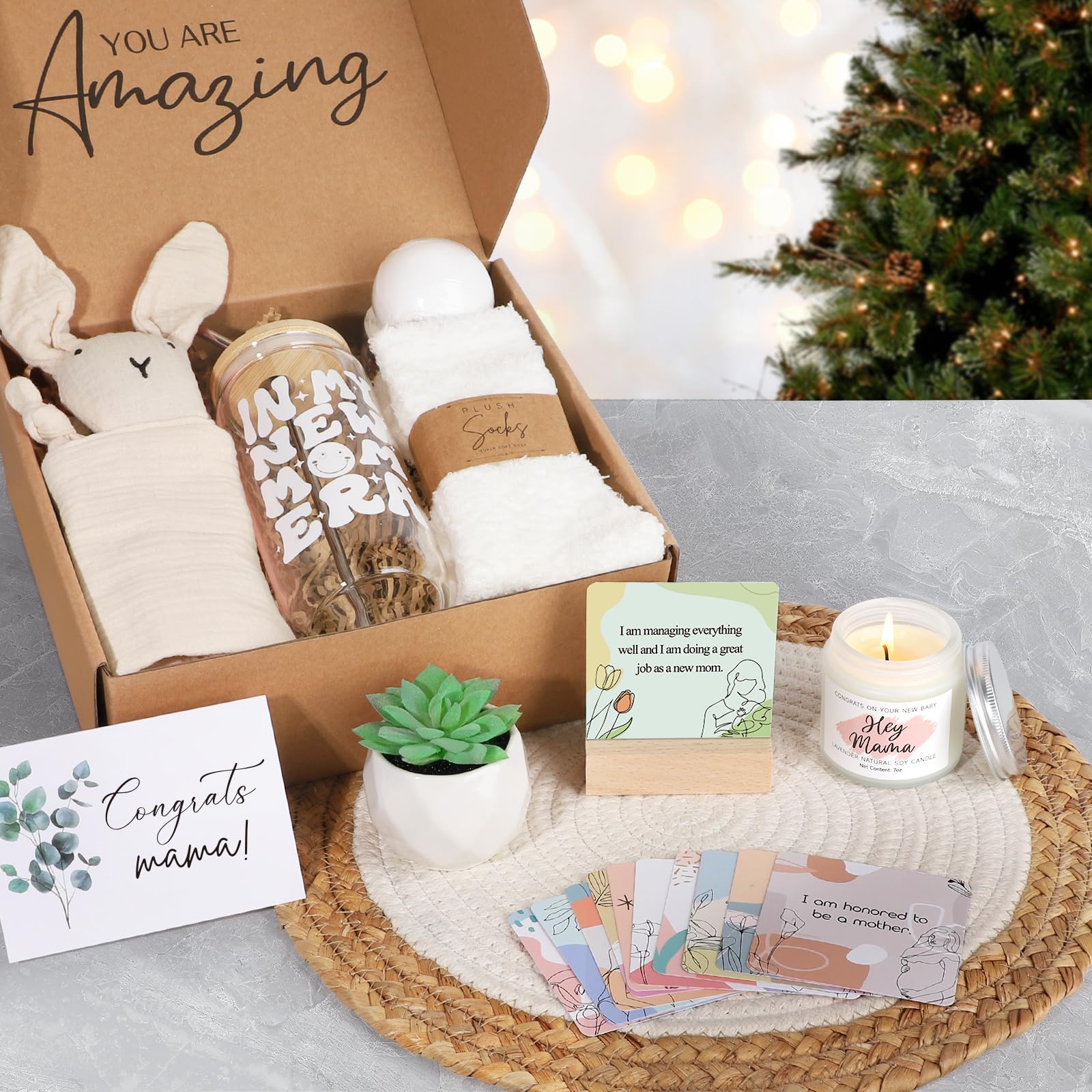 New Mom Gift Basket, Baby Shower Gifts for Expecting Mommy to Be, New Mom Care Package After Birth, First Time Pregnancy Mothers Day Birthday Gifts