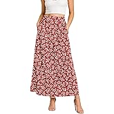 YSYOKOW Women's Flowy Maxi Skirts Elastic High Waisted Casual A-Line Long Skirt with Pockets 2026 Trendy