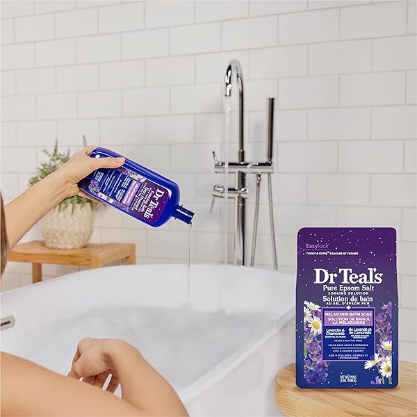 DR TEAL’S FOAMING BATH WITH PURE EPSOM SALT SLEEP BATH WITH MELATONIN & ESSENTIAL OILS 34 FL OZ