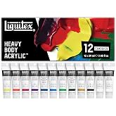 Liquitex Heavy Body Acrylic Paint Set, Classic 12 x 59ml (2-oz) Set | High Viscosity, Pigment Rich, Ideal for Impasto &amp; Texture, Satin Finish, Permanent Color, Crisp Brush Strokes &amp; Knife Marks
