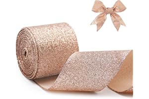 Pedenty 2.5"X 10 Yards Christmas Ribbon for Gift Wrapping, Metallic Glitter Wired Ribbon for Christmas Tree, Garland, Wreath,