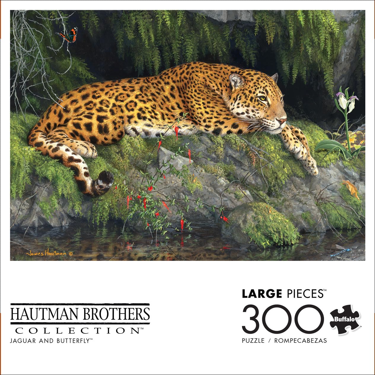 Buffalo Games - Hautman Brothers - Jaguar and Butterfly - 300 Piece Jigsaw Puzzle for Adults Ages 14 and Up Challenging Puzzle Perfect for Game Nights