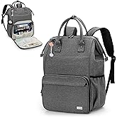 LoDrid Nurse Bag, Heavy Duty Nurse Work Backpack for Men & Women, Nurse Storage Backpack for Work with Steel Frame Top, 15.6" Laptop Layer, Zip-Top Closure & Inner Padded, Grey, Bag Only