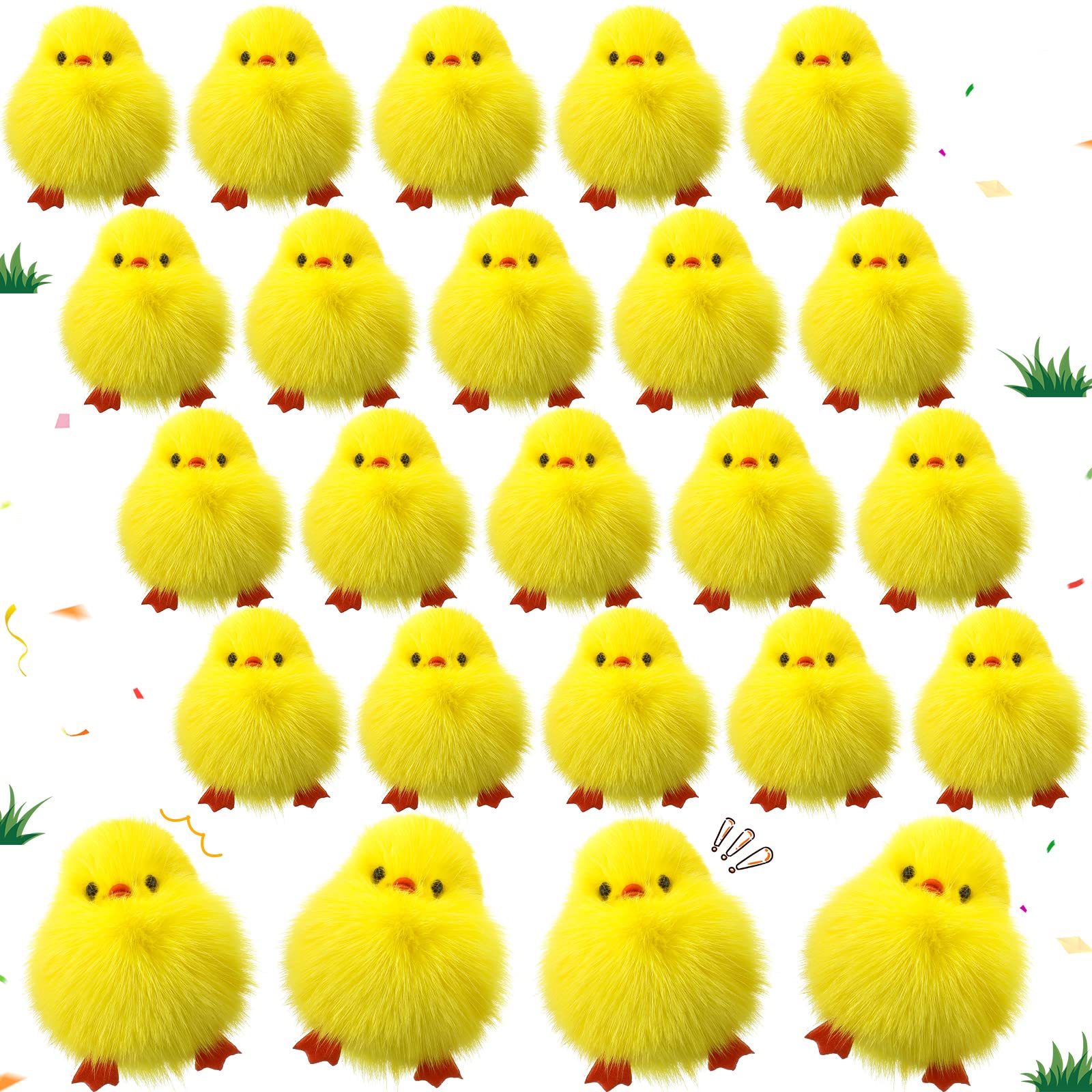 Photo 1 of Leyndo 24 Pcs Easter Fluffy Chick 3 Inch Mini Stuffed Chicken Small Chicken Keychain Farm Chick Plush Ornaments Yellow Fluffy Toy Stuffed Animal Prop Easter Egg Filling Decoration Party Favor