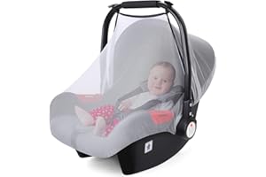 METPLUS Mosquito Net for Baby Car Seat Stroller, Mesh Insect Nets Bugs Netting, Breathable Infant Carseat Canopy Carrier Cover, Universal Fit, Portable, Durable (White)