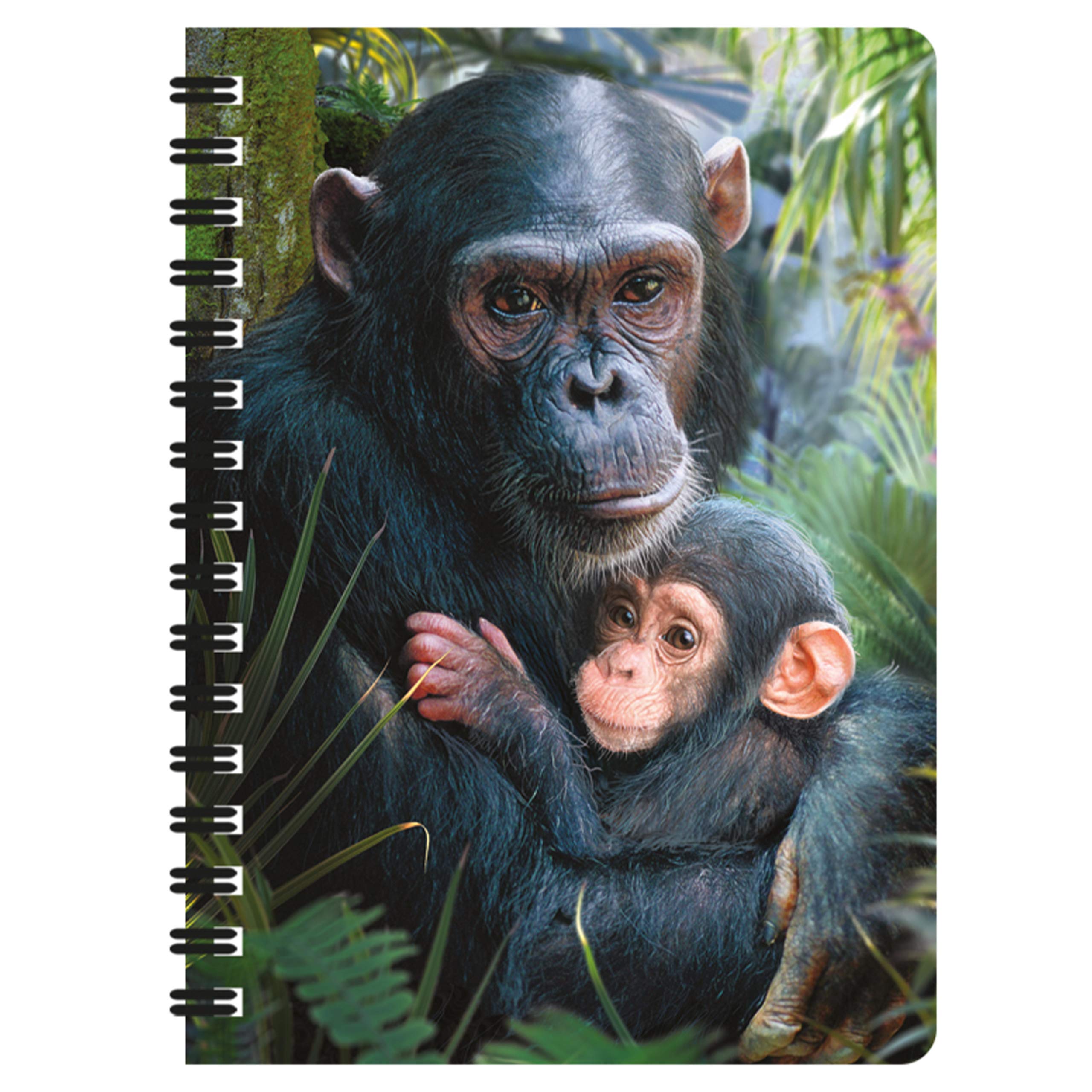 3D LiveLife Jotter - Cute Cuddles from Deluxebase. Spiral Bound A6 5.5x4in Small Notebook with 80 Plain Recycled Pages. Pocket Sized Animal Notepad, Journal or Drawing Book with Monkey Cover