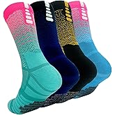 YQHMT Athletic Crew Socks Performance Thick Cushioned Sport Basketball Running Training Compression Socks for Men & Women