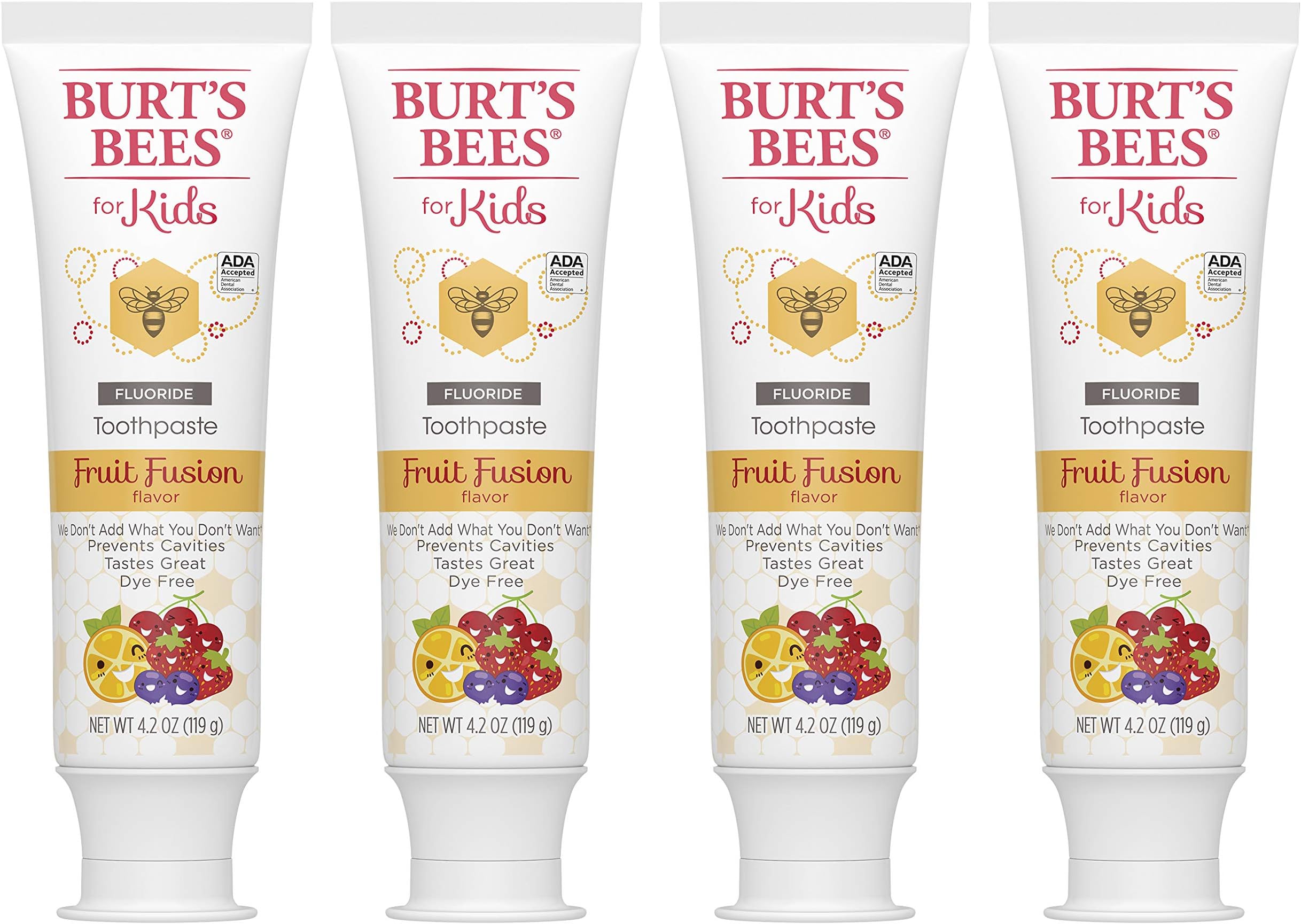 Burt's Bees Kids Toothpaste with Fluoride Fusion Fruit,4.2 Ounce, Pack
