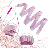 Abeillo 2 Pcs Rhythmic Dance Ribbons 78.7 inch Rainbow Purple Dancer Wand view 3
