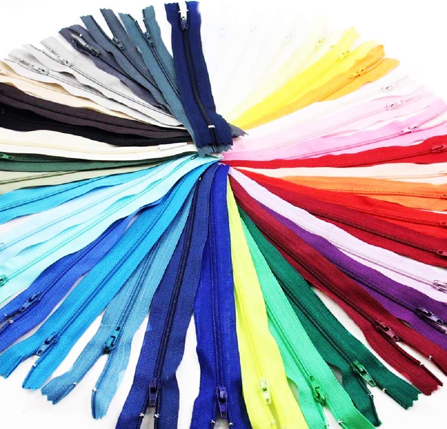 Lomire Zipper, Nylon Zippers Closed End Multicolor Zippers for Clothing, Ceaft, Sewing-Pack of 50, 20 cm by Lomire
