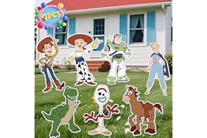 ANCOSJOY Toy Inspired Story Themed Happy Birthday Yard Signs, 7PCS Birthday Party Supplies Set with Stakes, Outdoor Lawn Party Decor for Unforgettable Celebrations Outdoor Yard Decorations Garden Party