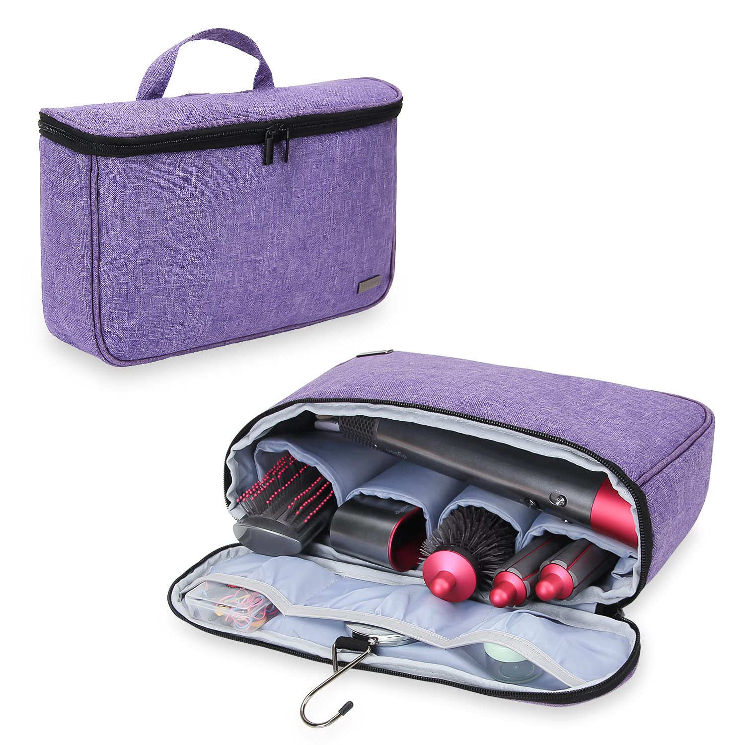 Teamoy Travel Storage Bag Compatible with Dyson Airwrap Styler, Portable Travel Organiser for Airwrap Styler and Attachments, Purple
