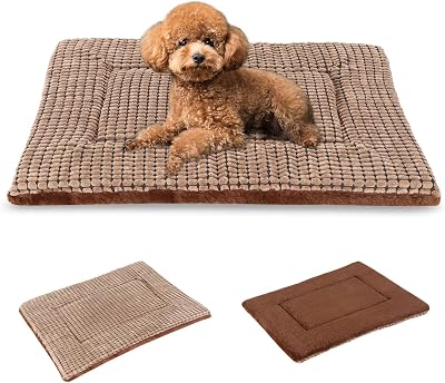 BVAGSS Reversible Dog Bed Mat 60x45cm Memory Foam Crate Pad Brown