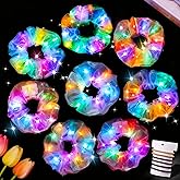 LovesTown 16PCS Light Up Scrunchies for Girls, LED Scrunchies Multi Light Modes Glow in the Dark Hair Rave Accessories for Women Rave Party Decorations