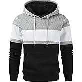 Lulucleaf Men's Novelty Color Block Pullover Hoodie Casual Fleece Long Sleeve Hooded Sweatshirt