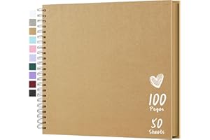 Hiwhy Scrapbook 12x12 Inch DIY Scrapbook Album Hardcover Kraft Paper Scrap Book Photo Albums 50 Sheets Memory Book for Family, Wedding