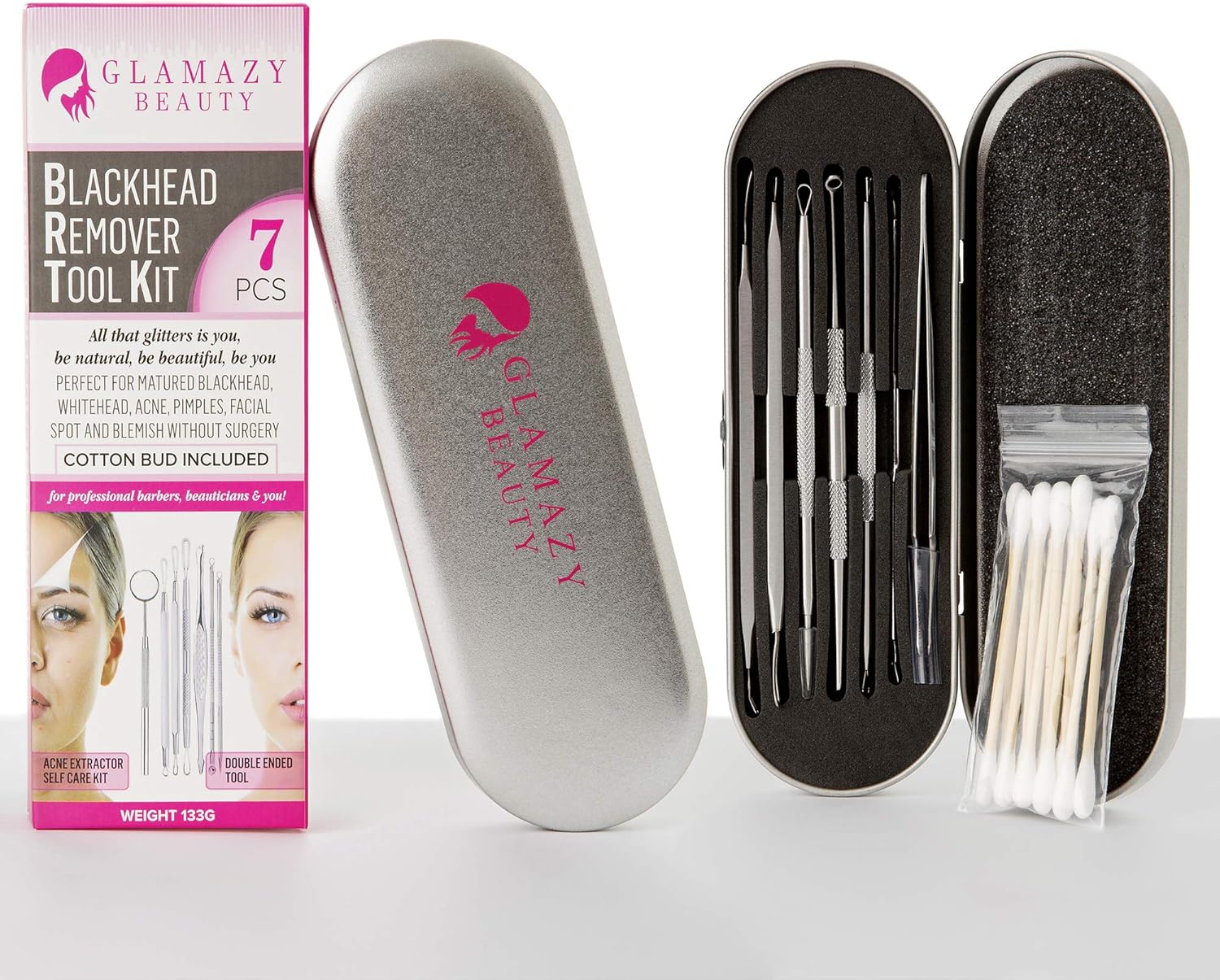 Glamazy Beauty Blackhead Remover Tool Kit 7 Piece Acne Removal Kit