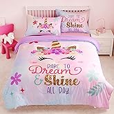 Joiedomi Kid Twin Comforter Set 5 Piece Unicorn Bedding Set for Boys Girls Super Soft Microfiber Bed in a Bag with Comforter Sheets Pillowcase Sham