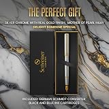 Scriveiner Silver Chrome Fountain Pen with Schmidt Nib Gold Plating Gift Set view 3