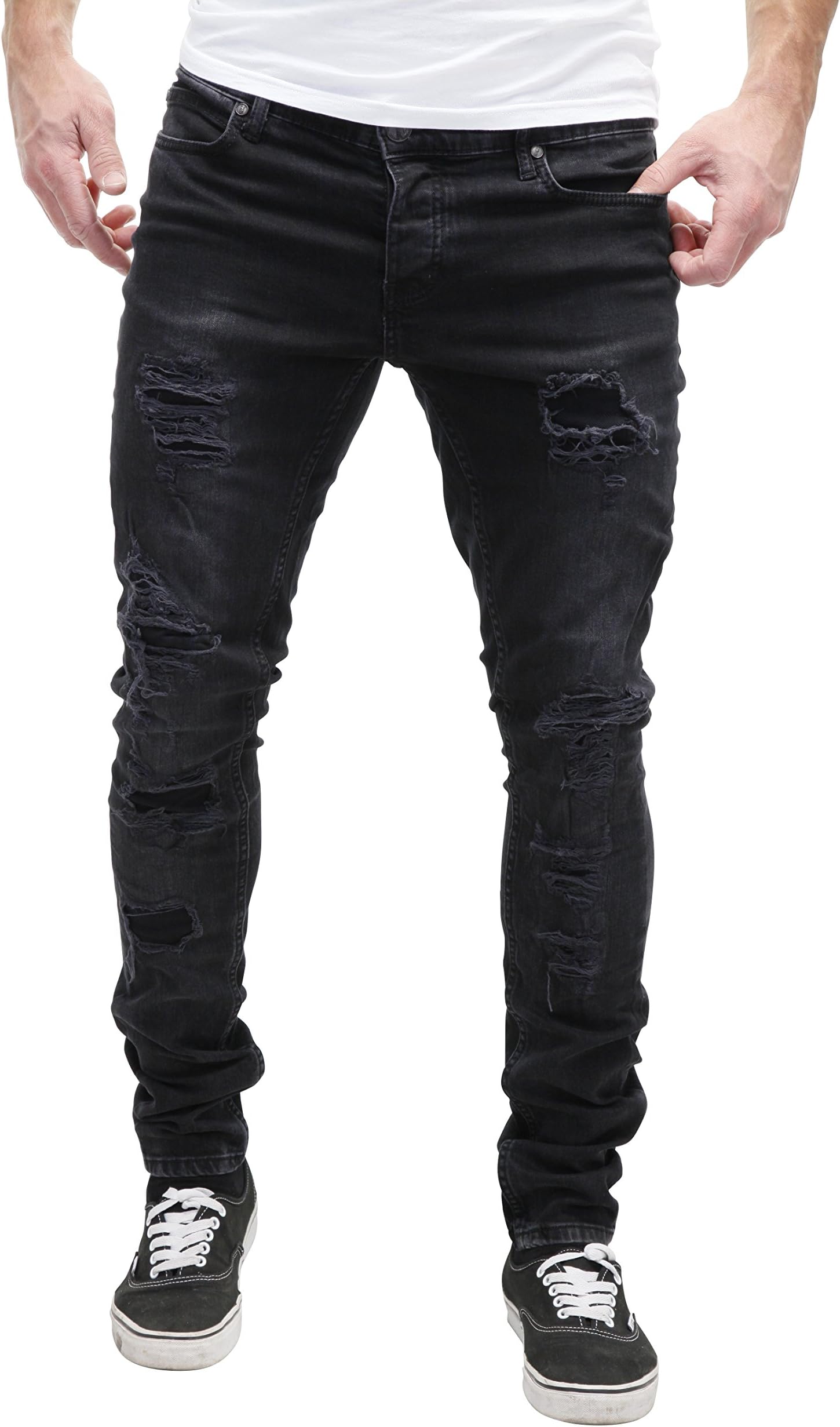 MERISH 5-Pocket Skinny Denim Jeans Distressed Jeans Patched Modell J2046
