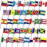 Consummate 38 Countries Latin America Latino Small Mini Stick Flags Include 21 Spanish Speaking Countries Flags for Hispanic Heritage Month Decoration,5 x 8 Inches,38 Pack