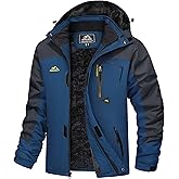 MAGCOMSEN Men's Winter Coats Water Resistant Ski Snow Jacket Warm Fleece Jacket Parka Raincoats With Hood Multi-Pockets