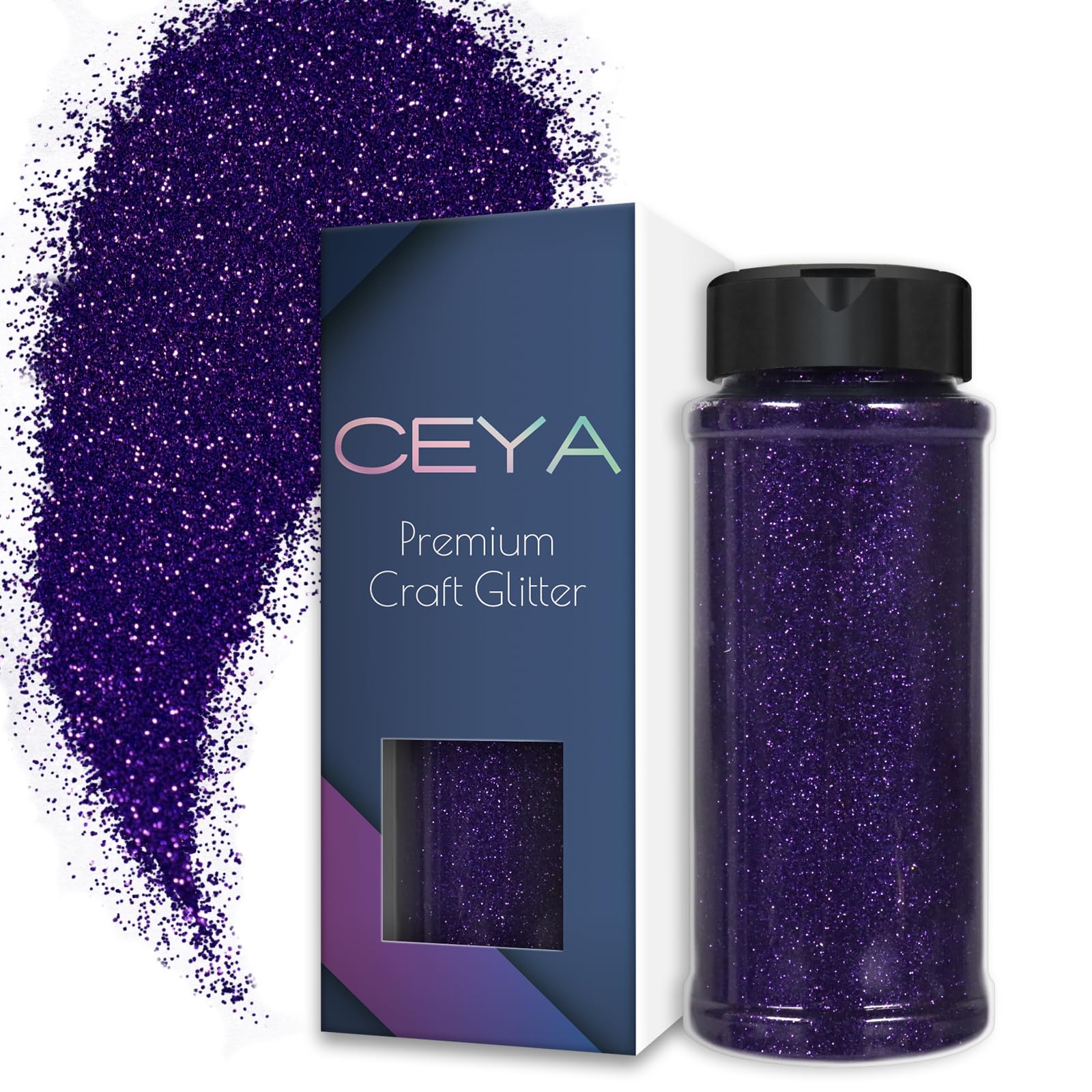 Ceya 3.5oz/ 100g Ultra Fine Glitter Powder Aubergine Purple Glitter 1/128” 0.008” 0.2mm for Slime Epoxy Resin Craft Tumbler Jewelry Nail Art Festival Makeup Scrapbook Painting Wedding Cards
