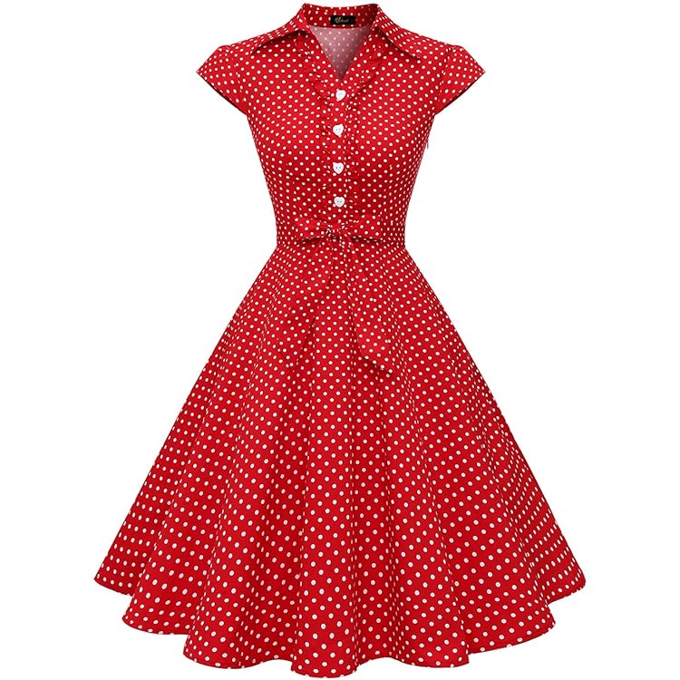Wellwits Abito Da Cocktail Vintage Formale Da Donna A Pois Anni '50