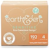 Earth &amp; Eden Sensitive Baby Diapers, Size 4, No Harsh Chemicals, 192 ct | Eco-Conscious, Hypoallergenic, No Harsh Chemicals, Dermatologically Approved